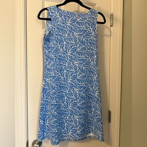 MAHI GOLD Blue and White Palm Frond Mini Dress